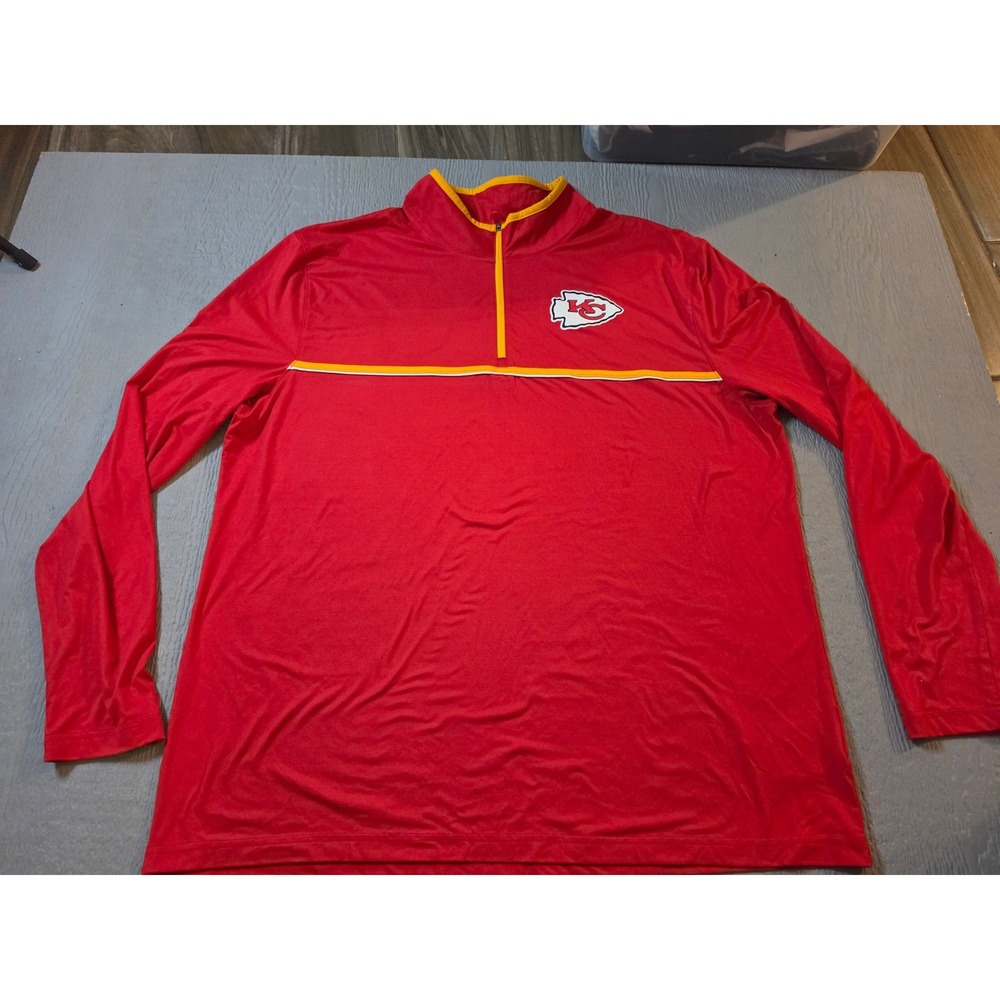 NFL Team Apparel Kansas City Chiefs Mens 2XL Red Quarter Zip Pullover Jacket